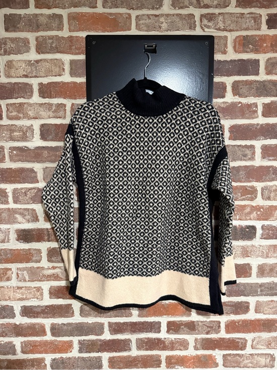 J. Jill Sweaters - Black & Cream Patterned Turtleneck Sweater